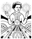 coloring book page of marie curie